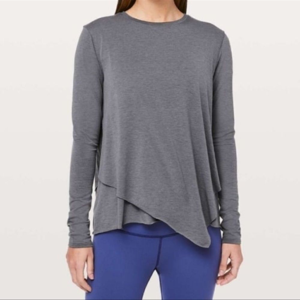 Lululemon Sweetest Day Long Sleeve Tencel Top In Heathered Titanium Size 4